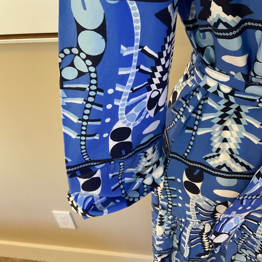 Jude Connally Blue Geometric Long Sleeve Dress - Picture 4 of 10